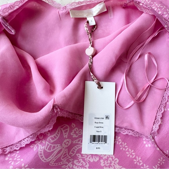 LoveShackFancy Raja Pink Silk Lace Trim Slip Mini Dress size S - Picture 8 of 12